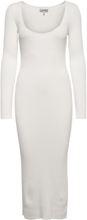 Long Sleeve Low Roundneck Slim Dress Maxiklänning Festklänning White Ganni