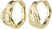 "Pia Organic Shape Crystal Hoop Earrings Gold-Plated Accessories Jewellery Earrings Hoops Gold Pilgrim"