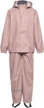 Pu Rain W. Susp. Recycled Outerwear Rainwear Rainwear Sets Rosa Mikk-line*Betinget Tilbud