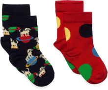 2-Pack Kids Planet Dog Sock Socks & Tights Socks Multi/mønstret Happy Socks*Betinget Tilbud