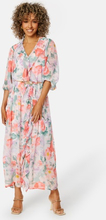 BUBBLEROOM Summer Luxe Frill Maxi Dress Pink / Floral XS