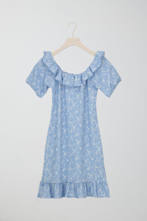 Gina Tricot - Y off shoulder dress - young-dresses - Blue - 134/140 - Female