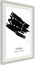 Plakat - Zodiac: Gemini I - 40 x 60 cm - Hvid ramme med passepartout