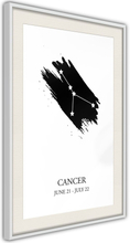 Plakat - Zodiac: Cancer I - 40 x 60 cm - Hvid ramme med passepartout