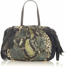 Pre-Owned Python Print Bow Tessuto Handbag Bag