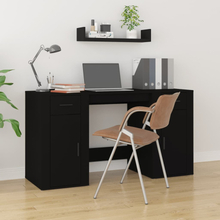 vidaXL Skrivebord med skap svart konstruert tre
