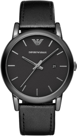 Emporio Armani AR1732 Horloge Luigi staal-leder zwart 41 mm