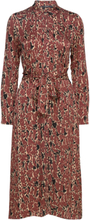 Patterned Satin Dress Dresses Shirt Dresses Brun Esprit Collection*Betinget Tilbud
