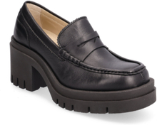 "Slfsage Leather High Heel Penny Loafer Shoes Heels Heeled Loafers Black Selected Femme"