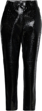 Faux Croc Patent Leather Pants Trousers Leather Leggings/Bukser Svart Karl Lagerfeld*Betinget Tilbud