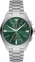 Emporio Armani AR11480 Horloge Claudio Chrono staal zilverkleurig-groen 43 mm