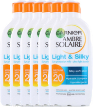 Garnier Ambre Solaire Light & Silky Zonnebrandcrème SPF 20 - Voordeel Verpakking 6x 200ml