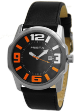 Prisma horloge zwart oranje sport P.1611