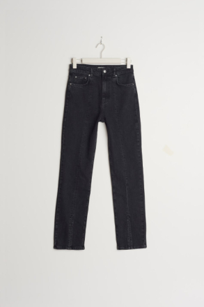 Straight petite front slit jeans
