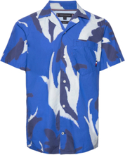 Flower Print Rf Shirt S/S Kortermet Skjorte Blå Tommy Hilfiger*Betinget Tilbud