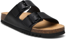 Sl Josephine Leather Black Shoes Summer Shoes Flat Sandals Svart Scholl*Betinget Tilbud