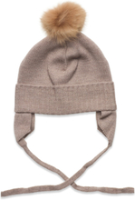 Bonnet Wool Knit Alpaca Pompom Accessories Headwear Hats Winter Hats Beige Huttelihut*Betinget Tilbud