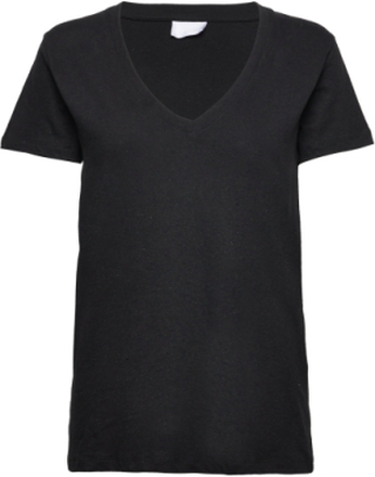 2Nd Beverly - Essential Linen Jersey Tops T-shirts & Tops Short-sleeved Black 2NDDAY