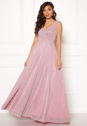 Goddiva Glitter Wrap Maxi Dress Pink L (UK14)