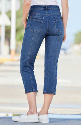 Crop jeans med design med fem lommer Mia