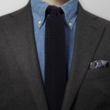 Eton Marinblå stickad slips - siden