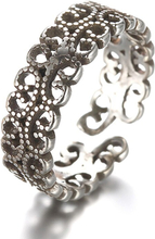 Ring i rostfritt stål med Antik Silverplätering -Öppen ring