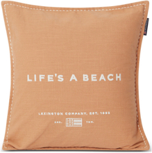 Life´s A Beach Embroidered Cotton Pillow Cover Home Textiles Cushions & Blankets Cushion Covers Oransje Lexington Home*Betinget Tilbud