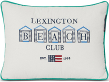 Beach Club Small Embroidered Organic Cotton Pillow Home Textiles Cushions & Blankets Cushion Covers Hvit Lexington Home*Betinget Tilbud