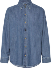 Women Blouses Woven Long Sleeve Tops Shirts Denim Shirts Blue Esprit Casual