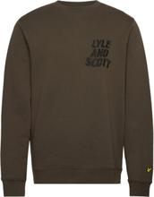 Ripple Logo Crewneck Tops Sweatshirts & Hoodies Sweatshirts Khaki Green Lyle & Scott