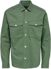 Onstron Ovr Twill Ls Shirt Tops Overshirts Green ONLY & SONS