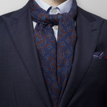 Eton Blå scarf med geometriskt mönster i modal & ull