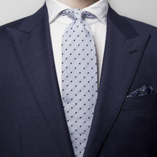 Eton Blå slips i siden & bomull med ränder & prickar