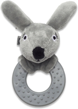 Rattle Rubber Ring, Rabbit, Grey Toys Baby Toys Rattles Grå Smallstuff*Betinget Tilbud