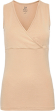 Maternity Organic Cotton V-Neck Nursing Tank Top T-shirts & Tops Sleeveless Beige GAP*Betinget Tilbud
