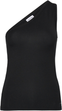 Cotton Modal Shoulder Tank T-shirts & Tops Sleeveless Svart Calvin Klein*Betinget Tilbud