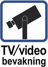 Infoskylt Luda.Farm 'TV/video bevakning' Vit/Blå 105x150mm