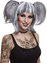 Funny Fashion Gothic/Halloween damespruik met staartjes - grijs - famous caracters