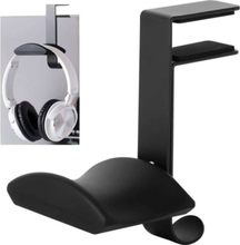Alogy Universal holder hanger hook for headphones on the desk, table top Universal black