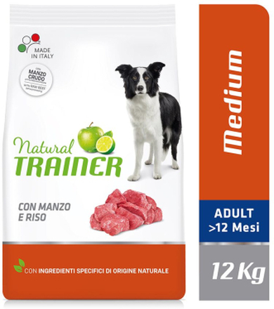 Nova Foods Trainer Natural Medium, Beef, Rice, Ginseng - 12 kg