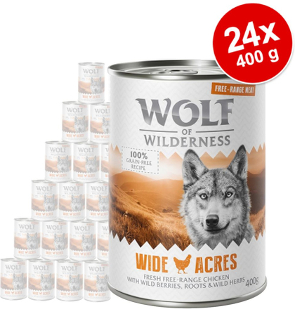 Sparpaket 24 x 400 g Wolf of Wilderness "Freiland-Fleisch" - Wild Hills - Freiland-Ente