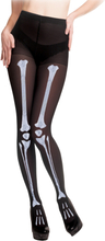 Halloween/horror skeletten thema print verkleed panty - zwart - volwassenen - one size