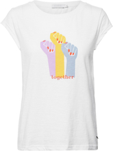 T-Shirt With Together Print T-shirts & Tops Short-sleeved Hvit Coster Copenhagen*Betinget Tilbud