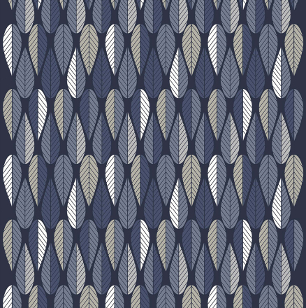 Blader Mörkblå Tyg Arvidssons Textil