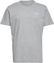 Owl Chest Tee - Gots/Vegan T-shirts Short-sleeved Grå Knowledge Cotton Apparel*Betinget Tilbud