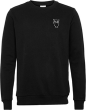 Elm Small Print Owl Sweat - Gots/Ve Tops Sweatshirts & Hoodies Sweatshirts Black Knowledge Cotton Apparel