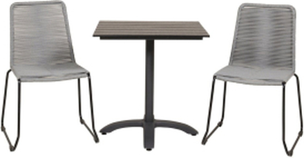 COLORADO LINDOS Matbord 70x70 cm + 2 stolar - Svart/Grå | Utemöbler