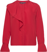 "Crepe Light Asymm Frill Shirt Tops Blouses Long-sleeved Red French Connection"