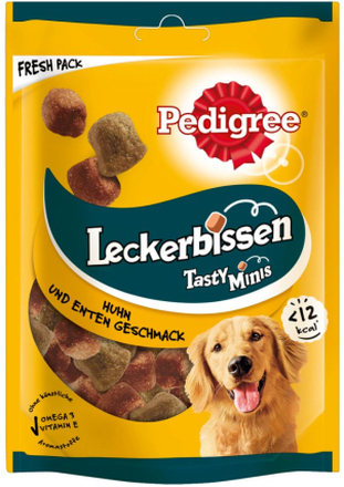 Mixpaket Pedigree Leckerbissen Hundesnacks - 3 x 130 g Kau-Happen Huhn & Ente + 3 x 140 g Mini-Happen Käse & Rind