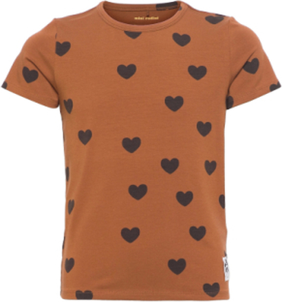 Basic Hearts Ss Tee Tencel™ T-shirts Short-sleeved Brun Mini Rodini*Betinget Tilbud